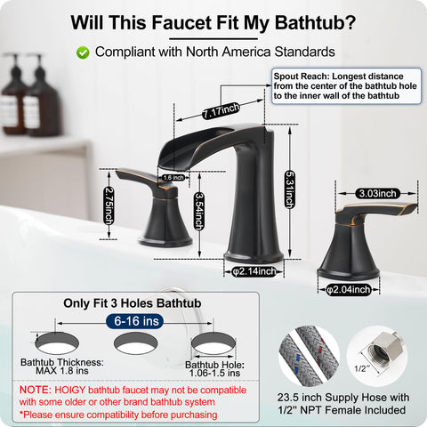 HOIGY high-flow spout fills tub quickly without splashing
