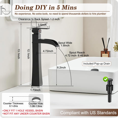 HOIGY one-hole installation suits above-counter basins