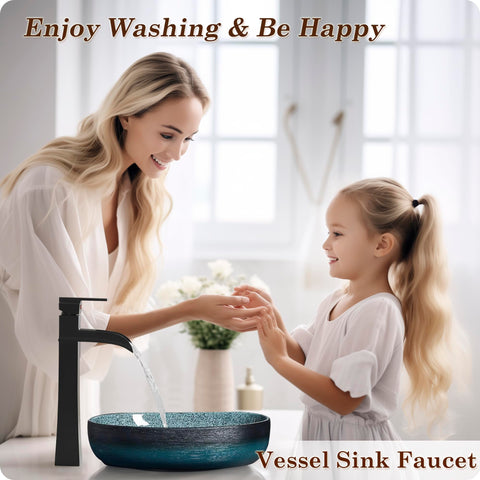 HOIGY vessel sink faucet with pop-up drain for easy maintenance