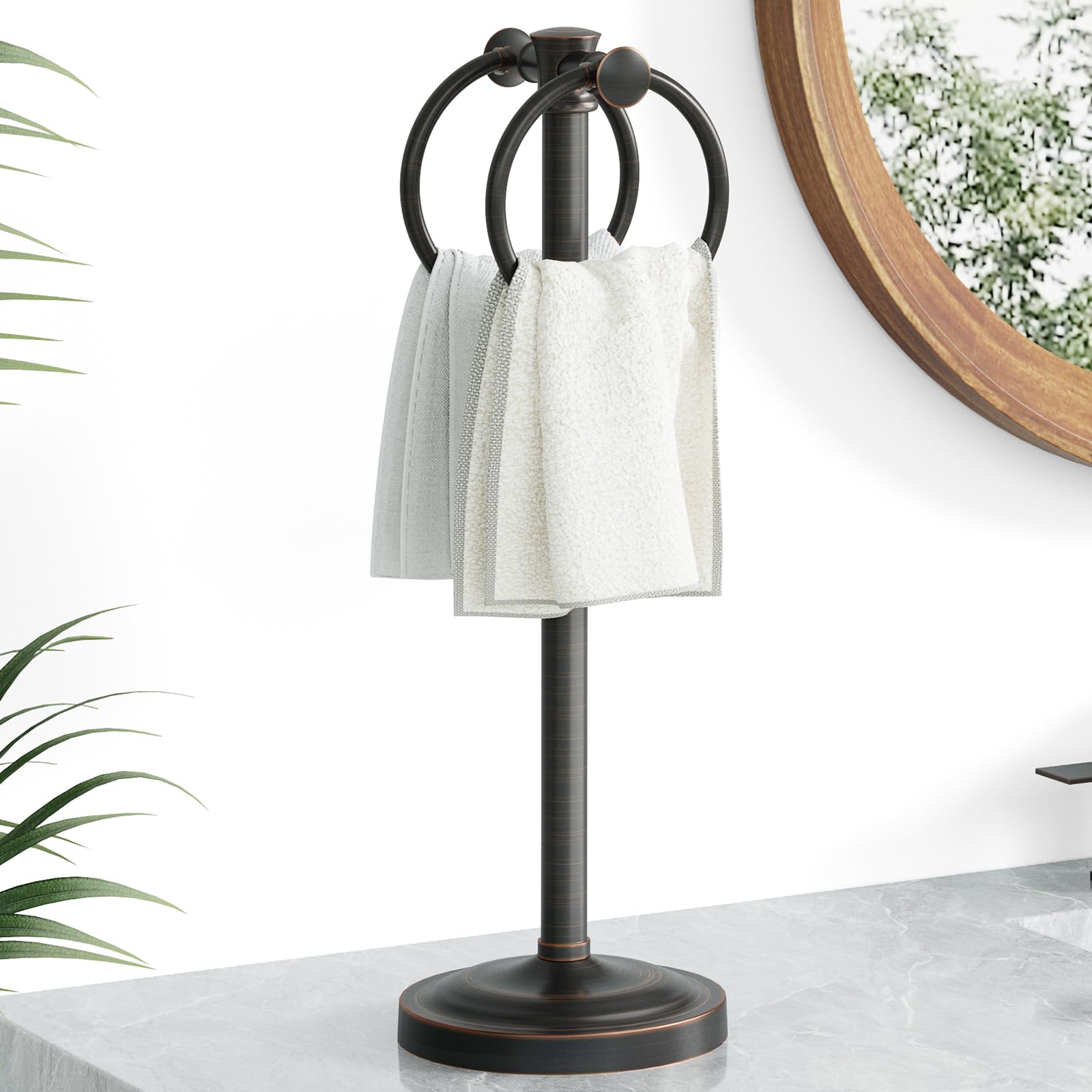 Hoimpro 17-inch oil rubbed bronze towel rack stand for bathroom organization
