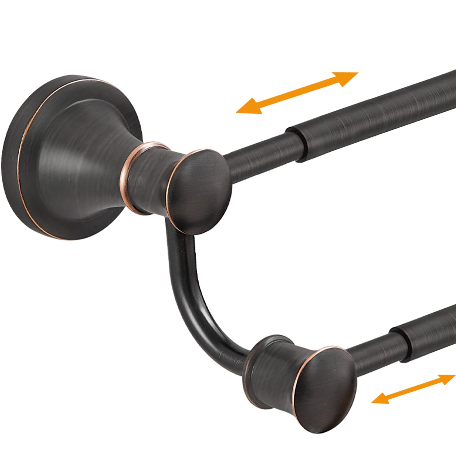 Hoimpro adjustable towel bar extended to 27 inches for versatile bathroom storage.