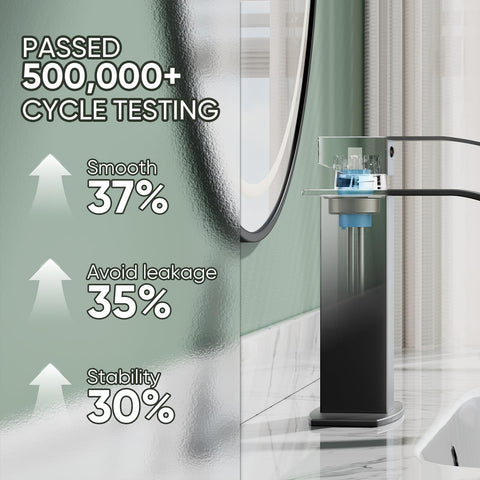 Hoimpro Black Waterfall faucet deck plate for 1- or 3-hole installation setup.