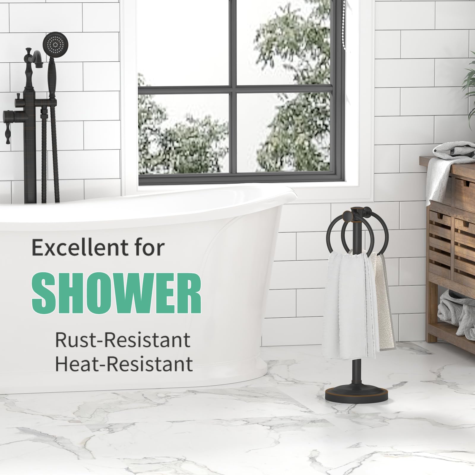 Hoimpro bronze towel rack installed on kitchen countertop convenience