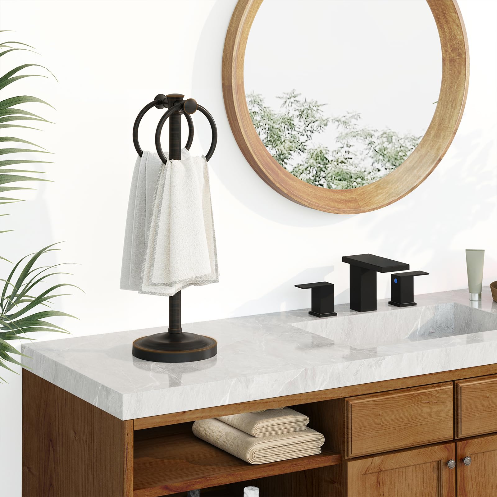 Hoimpro double stand towel rack viewed from top for stability