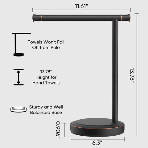 Hoimpro compact base supports two towels without tipping or wobble.