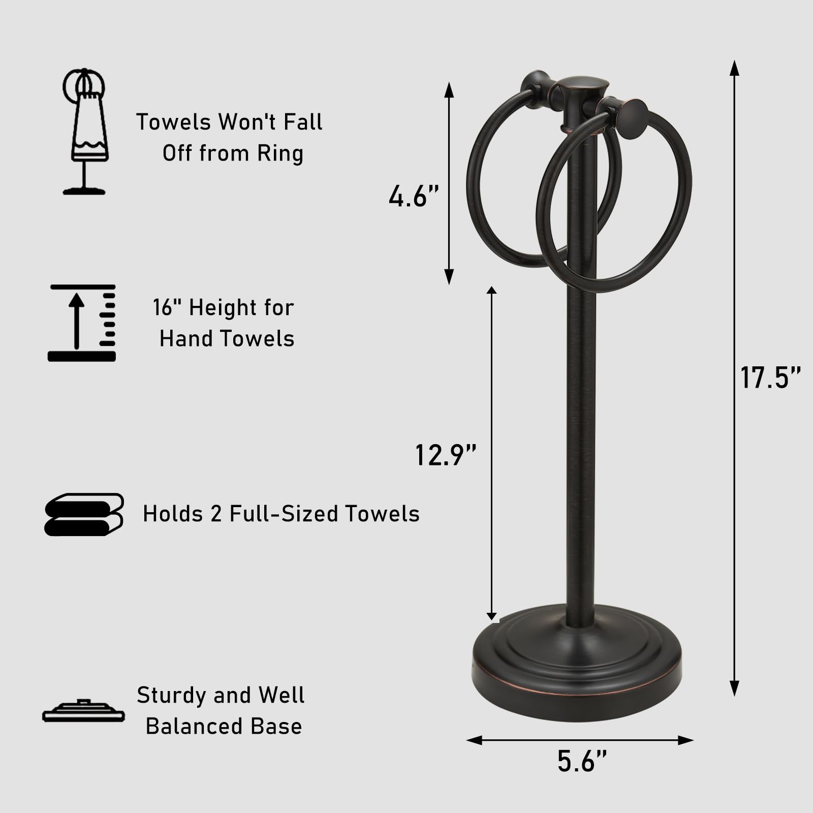 Hoimpro high-weight-capacity towel bar supports bulky towels