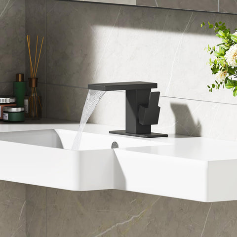 Hoimpro faucet with pop-up drain matching matte finish
