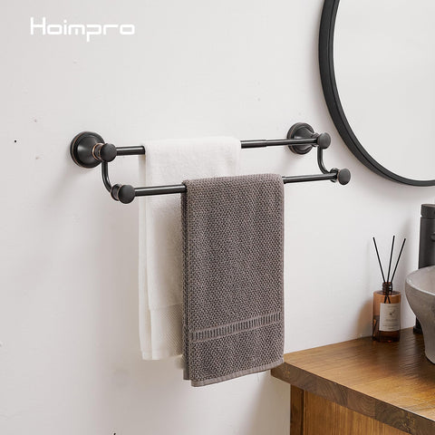 Hoimpro double-towel rack promotes air-drying and organized space.
