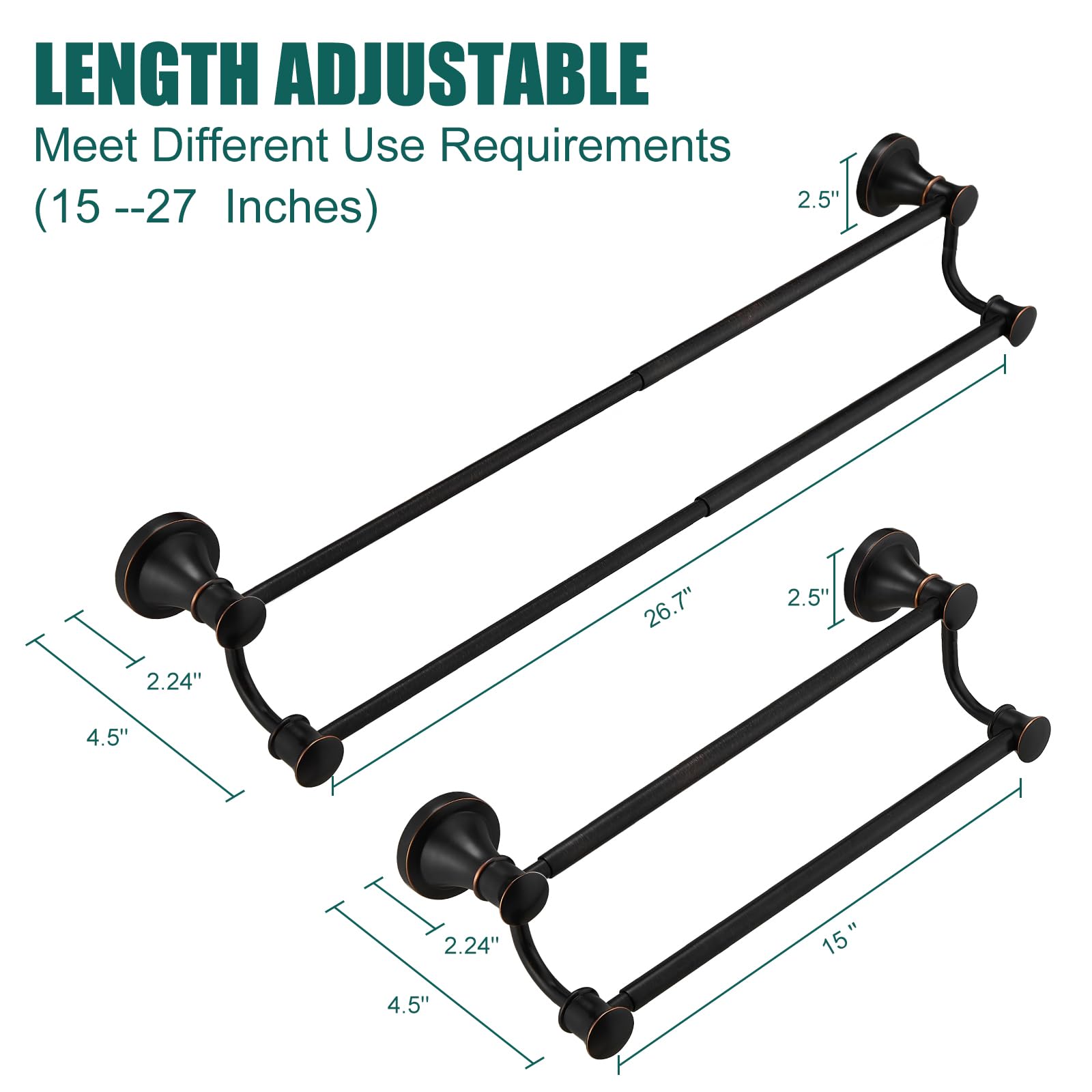 Hoimpro wall mounted towel bar with concealed screws for a clean look.