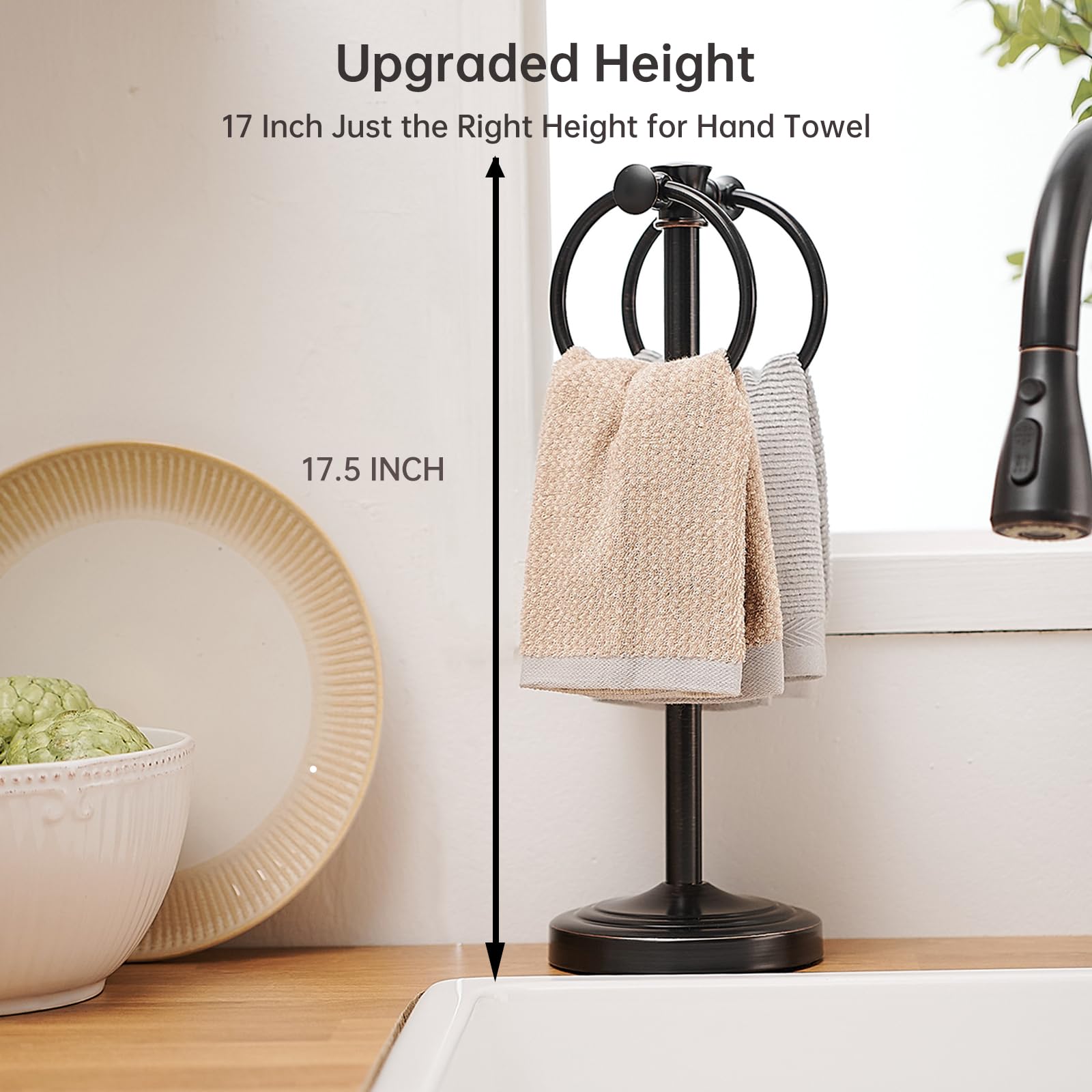 Hoimpro oil rubbed bronze towel hanger seen from side angle for style