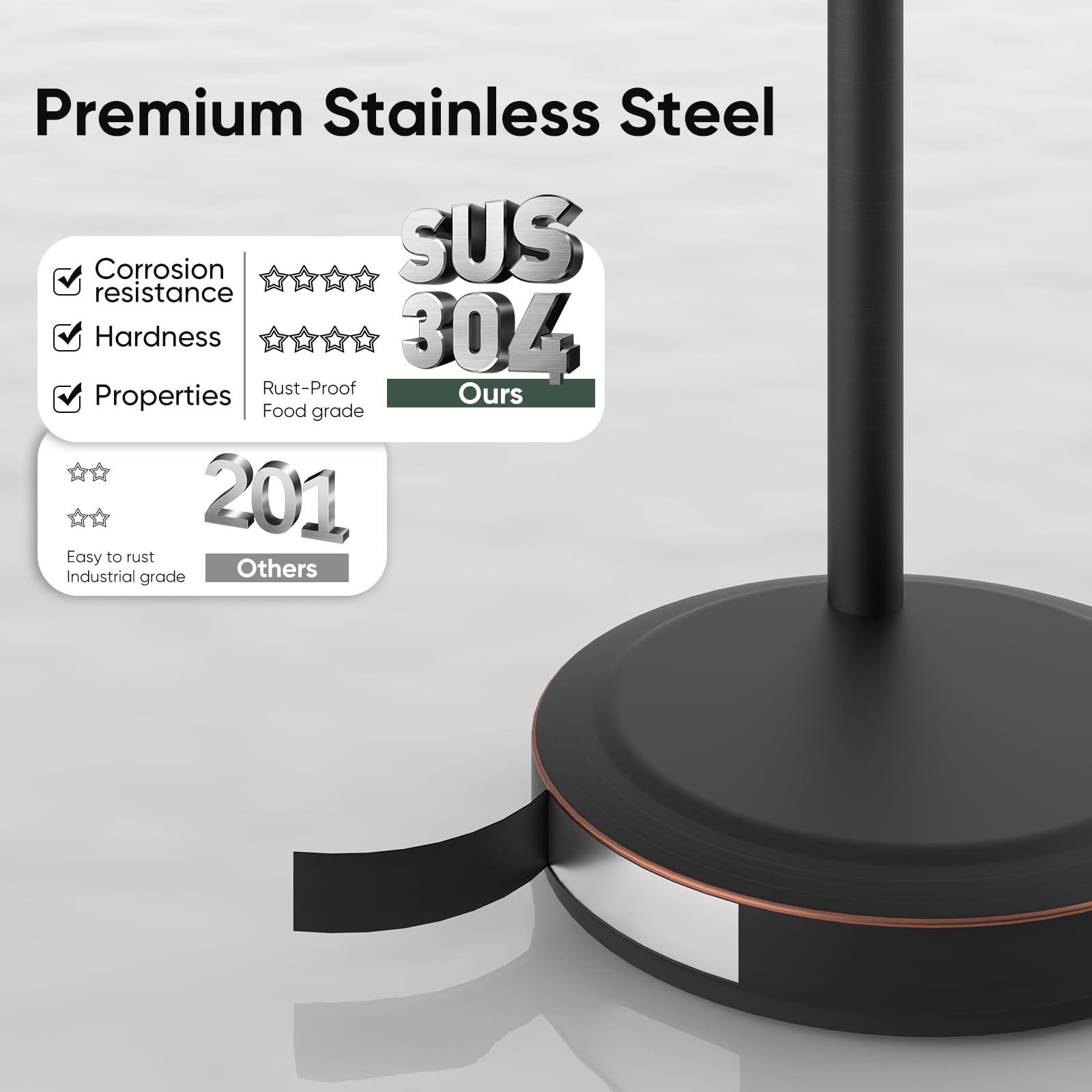 Hoimpro round-base anti-scratch towel holder protects surfaces while keeping towels handy.