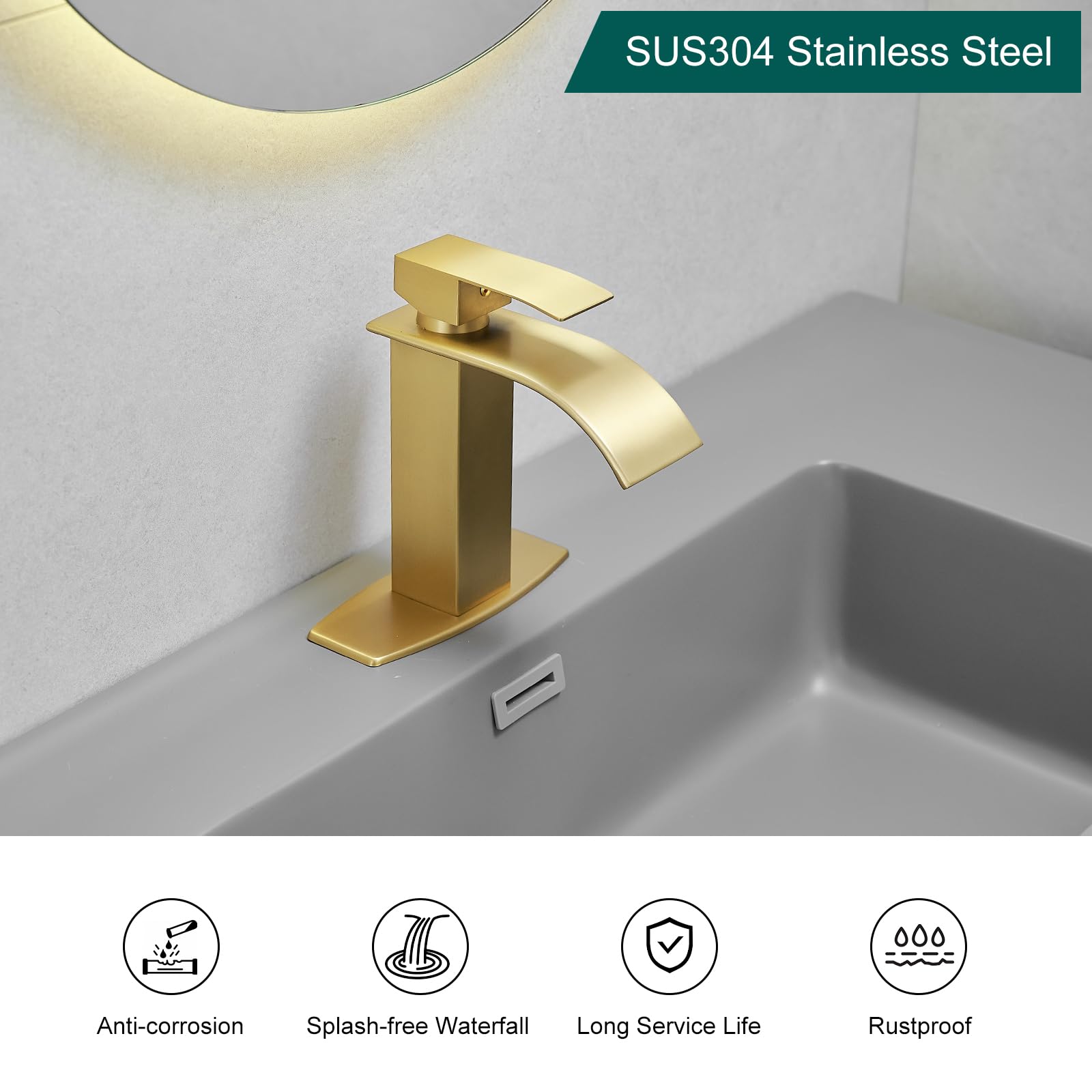 Hoimpro single hole bathroom faucet mounted with deck plate for streamlined install