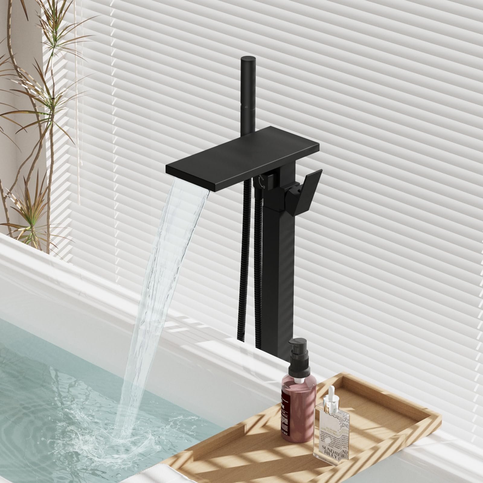 Hoimpro floor-mount-base provides secure, clean installation for freestanding tubs.