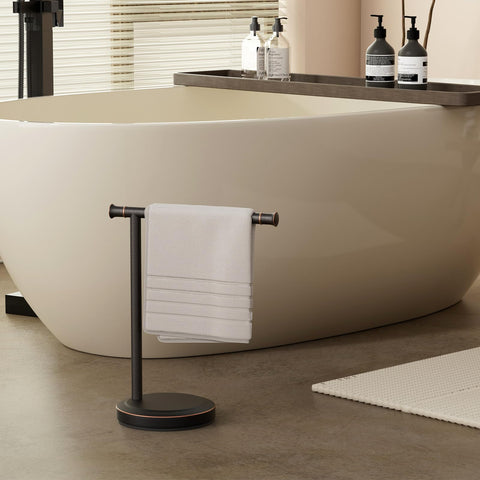 Hoimpro vanity towel rack stand accessory blends with existing hardware.
