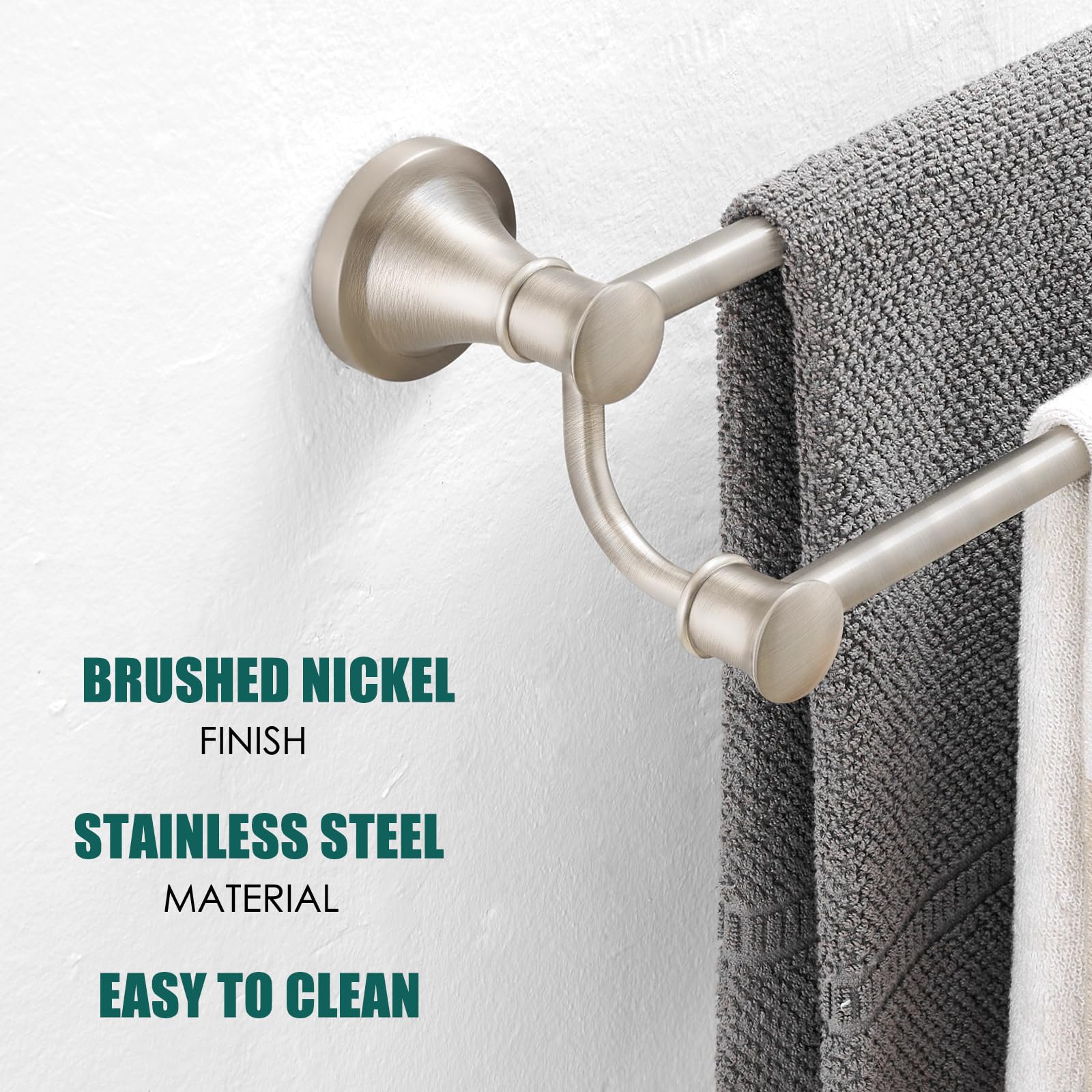 Hoimpro wall mounted towel bar with concealed screws for a clean modern look.