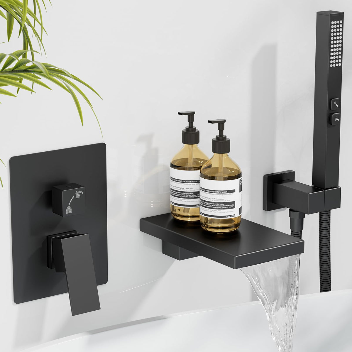 Hoimpro wall-mounted tub faucet with waterfall spout delivering smooth bath flow