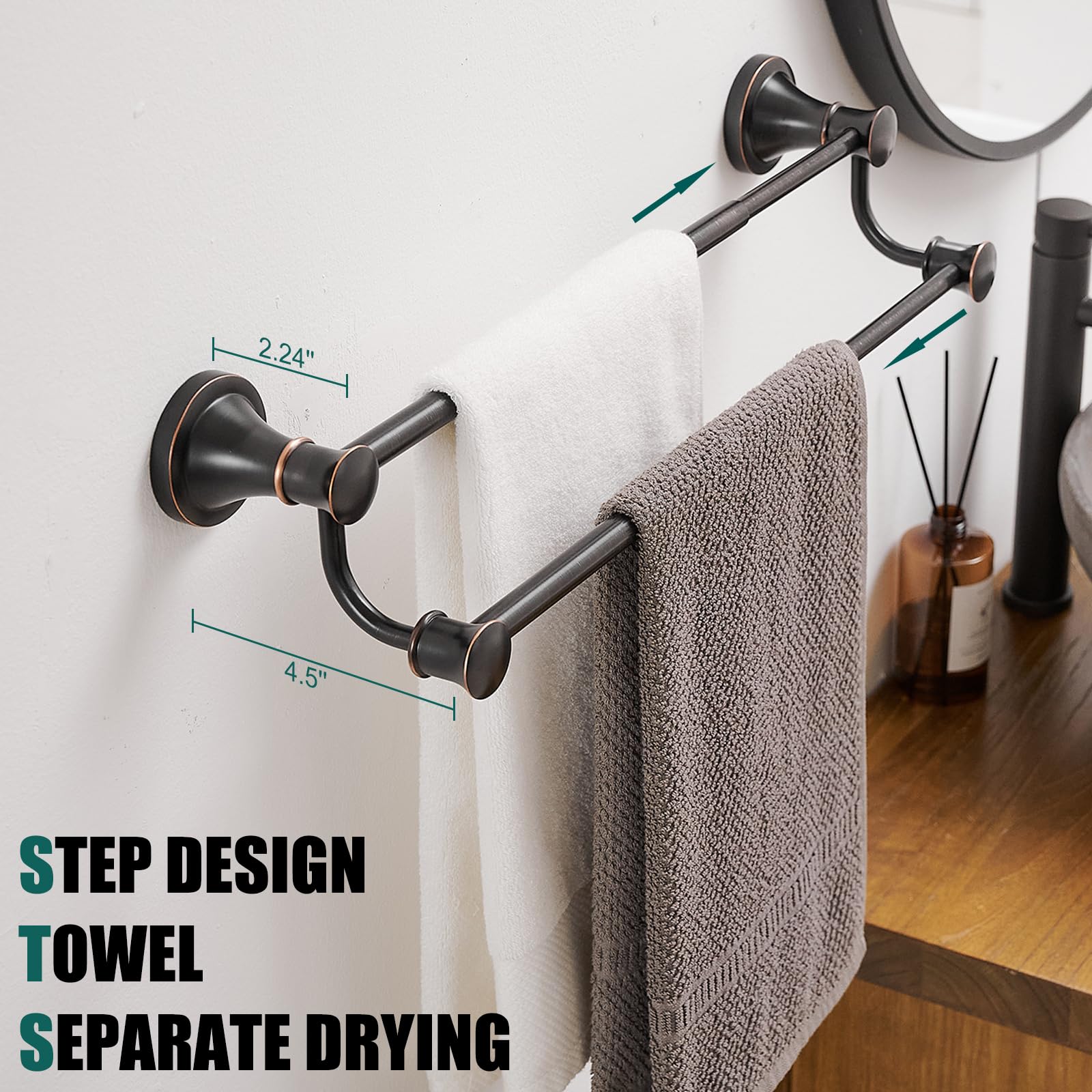 Hoimpro retractable mechanism enables easy length adjustment in small baths.