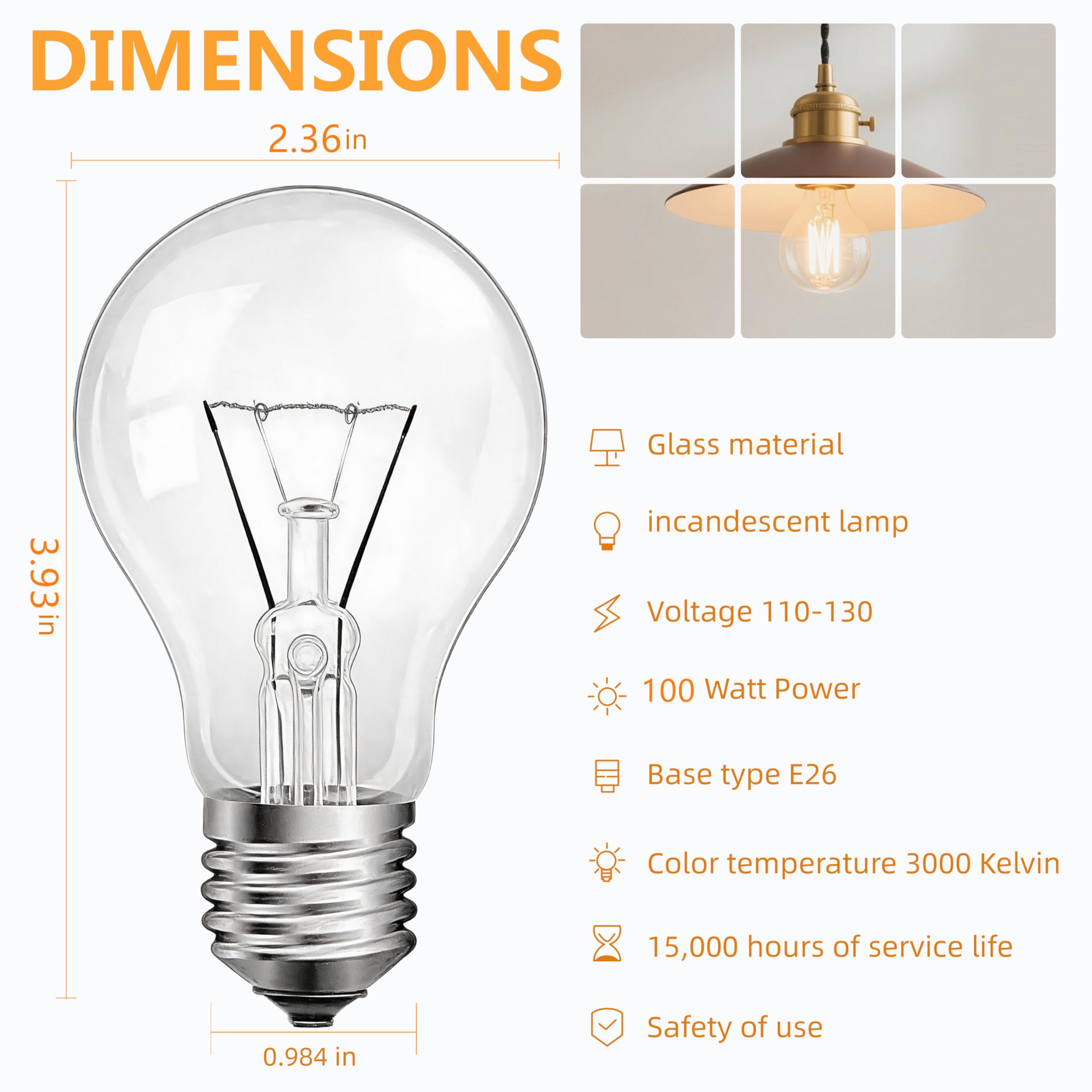 Hoimuv 100W A19 crystal-clear glass bulb with true color rendering