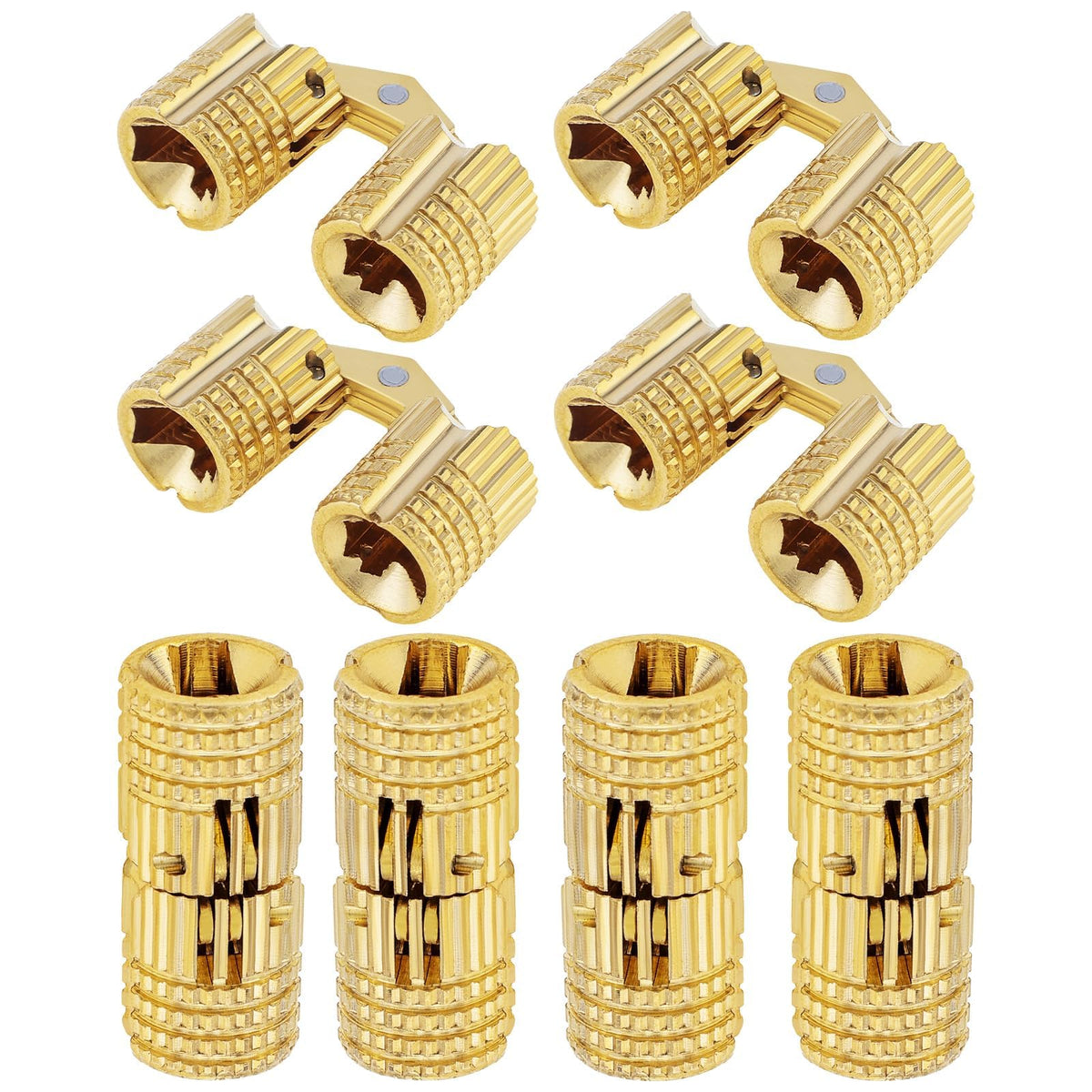 HOJLKLD hidden brass barrel hinges pack closeup, showcasing durable concealed hardware for neat projects.