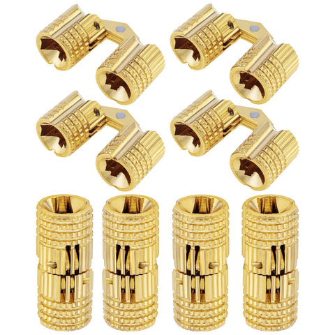 HOJLKLD hidden brass barrel hinges pack closeup, showcasing durable concealed hardware for neat projects.