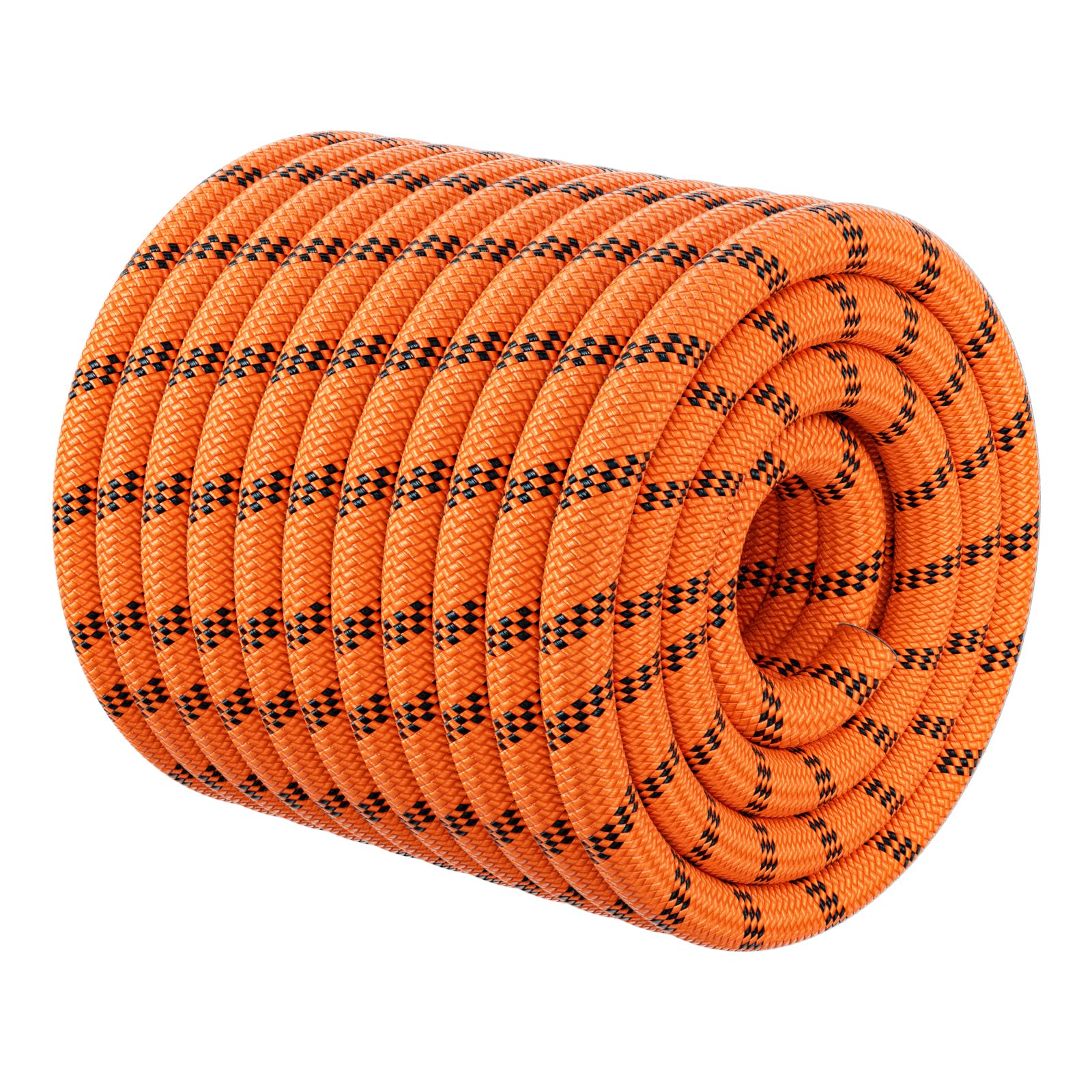 HOKINETY half-inch arborist rigging rope orange, coiled for easy handling