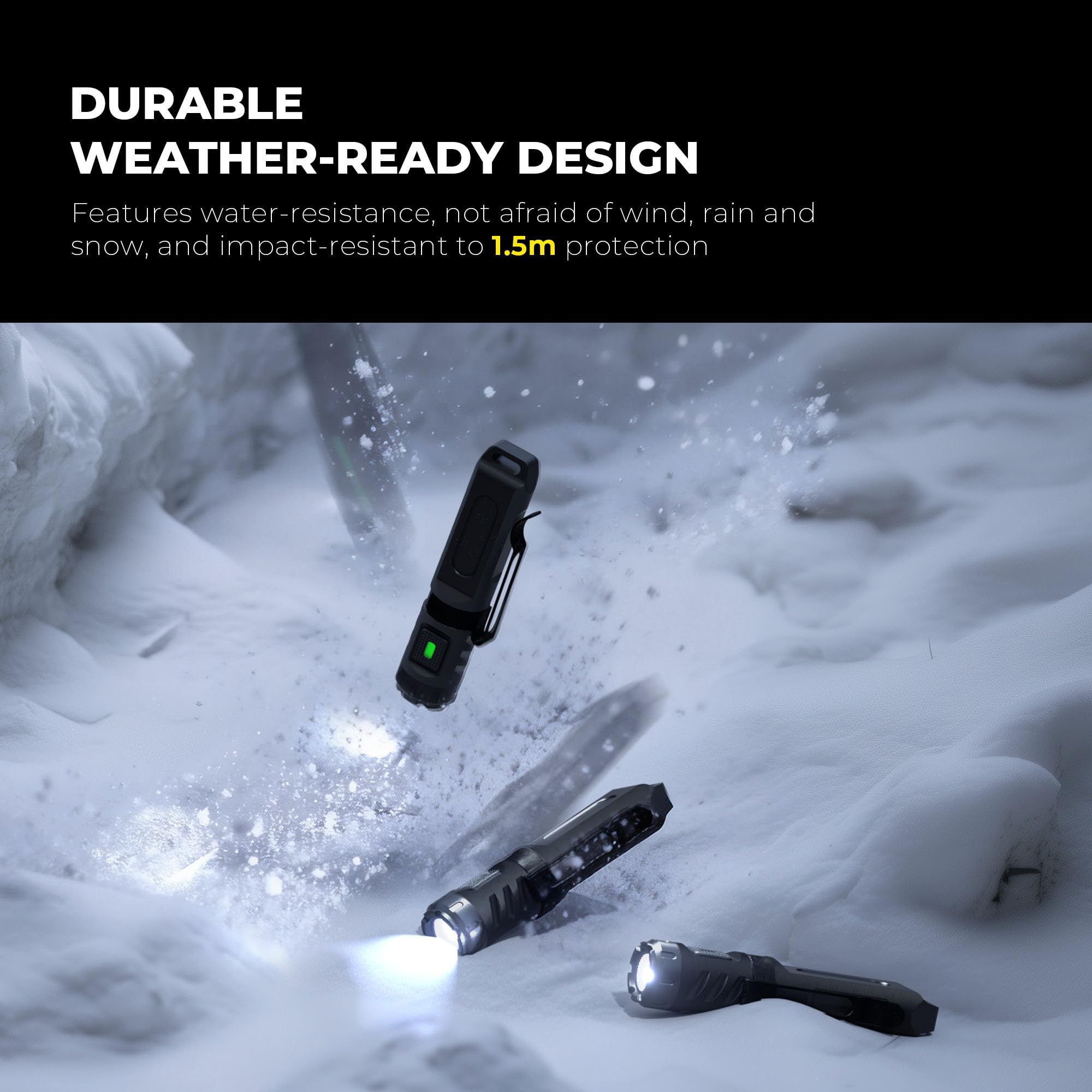 HOKOILN keychain flashlight lightweight aluminum body feels premium during activities.