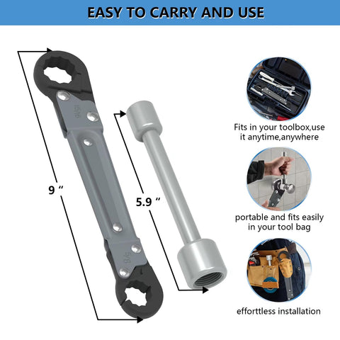Holdly angle stop wrench dual-action mechanism reduces slippage.