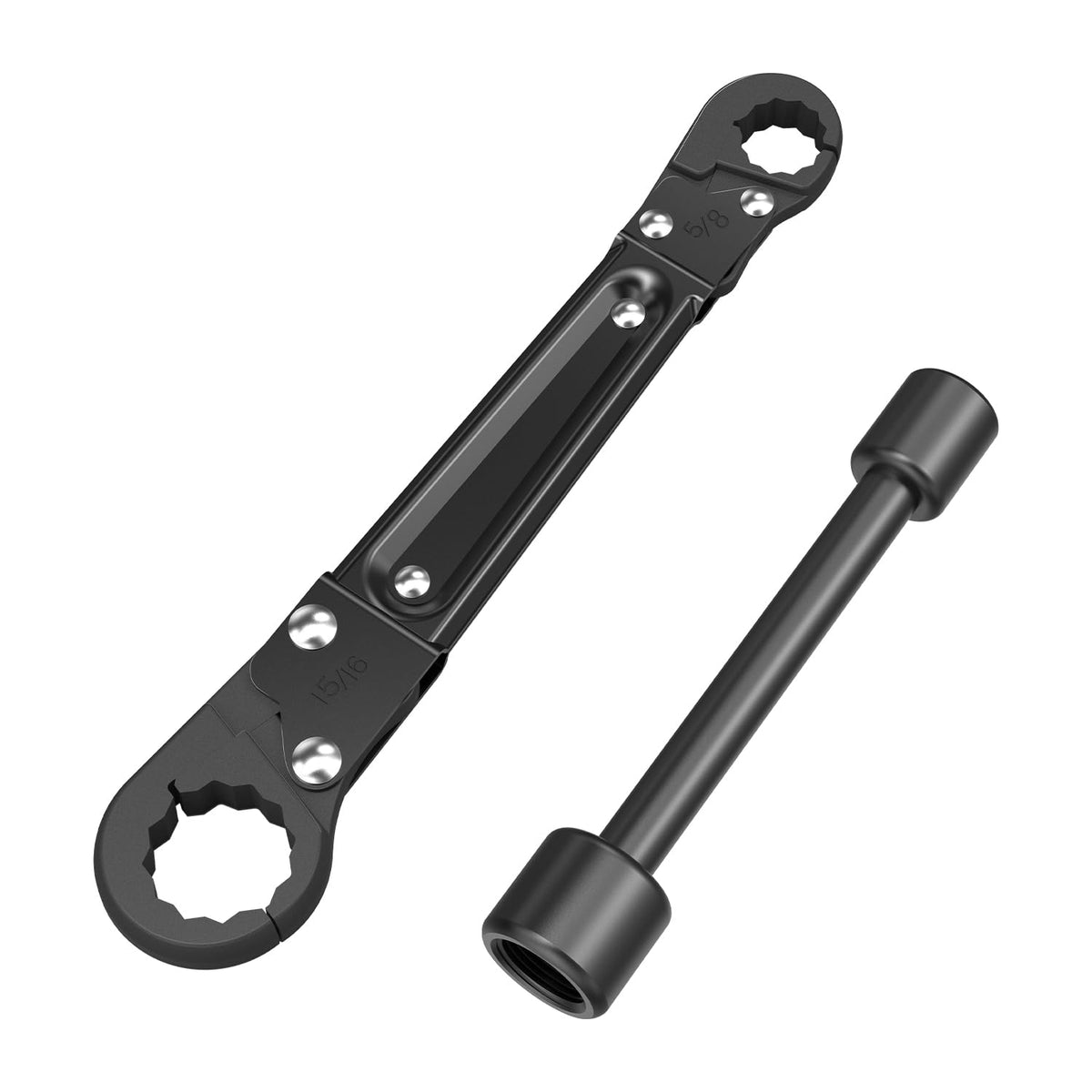 Holdly angle stop wrench kit demonstrates adjustable nuts for quick fittings.