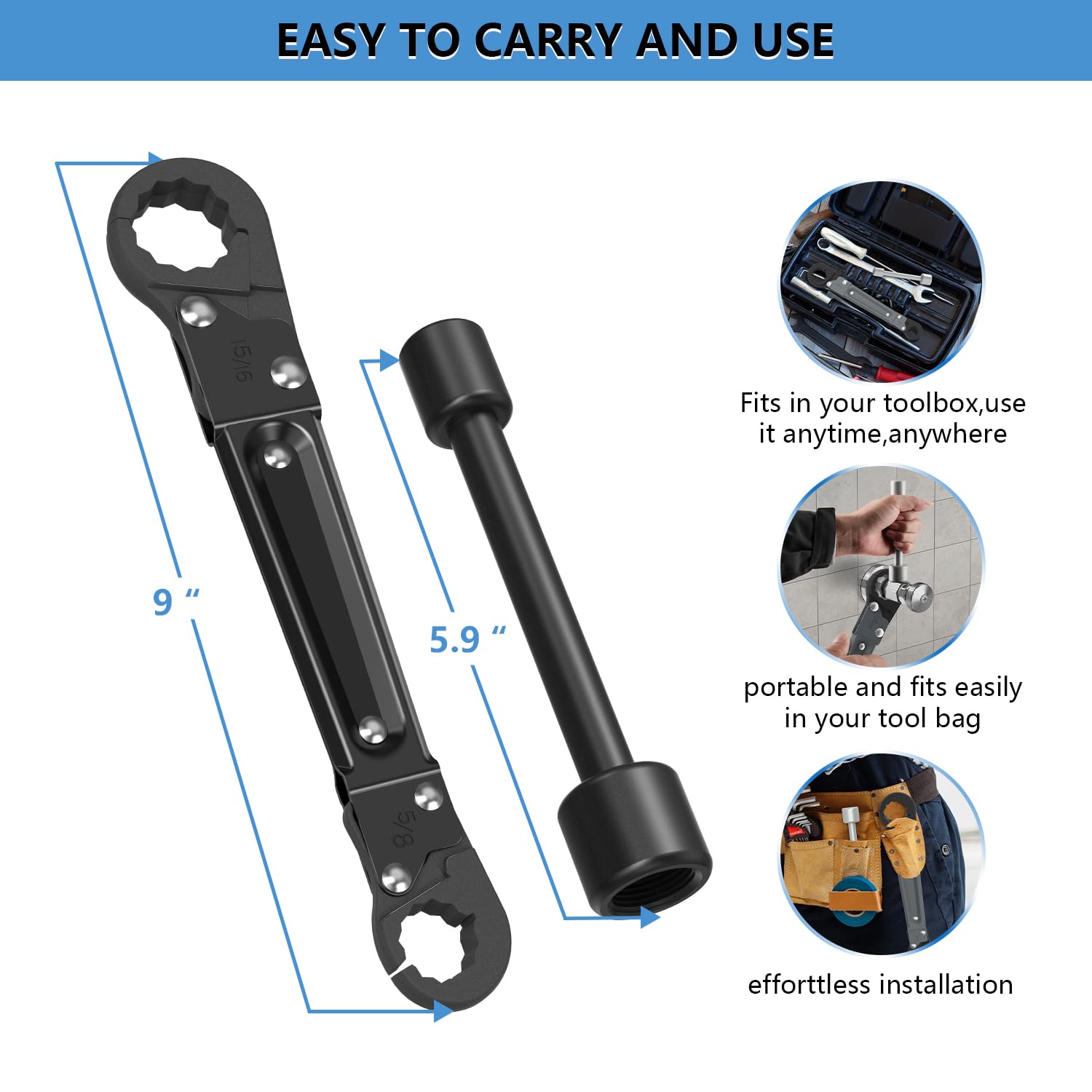 Holdly angle stop wrench kit in a compact case for easy transport.