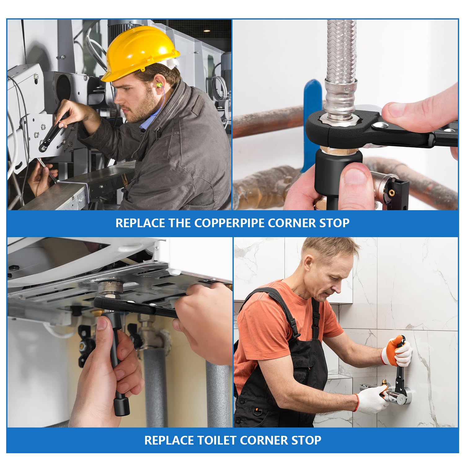 Holdly angle stop wrench kit features durable alloy and corrosion-resistant coating.