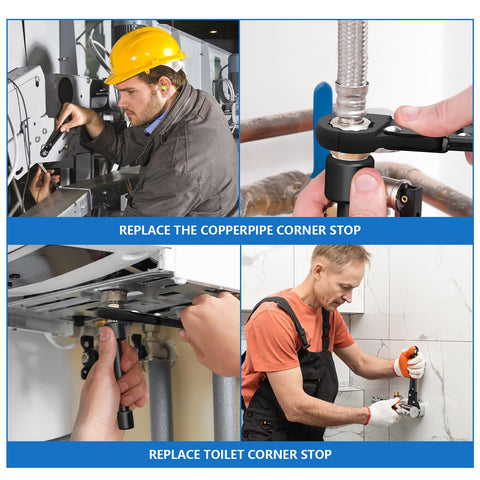 Holdly angle stop wrench kit features durable alloy and corrosion-resistant coating.