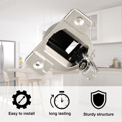 Holdly Blum nickel-plated hinge offers corrosion resistance for frequent use.