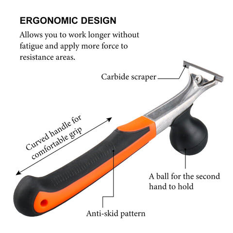 Holdly ergonomic scraper handle grip shown for comfortable extended use.