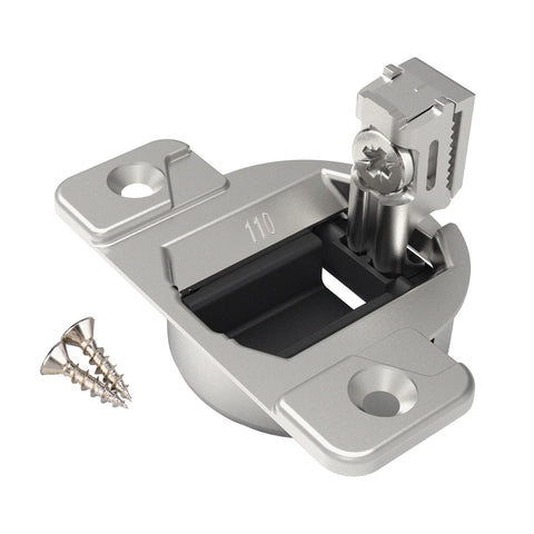 Holdly replacement Blum 33.3600 front view with nickel finish for cabinets.