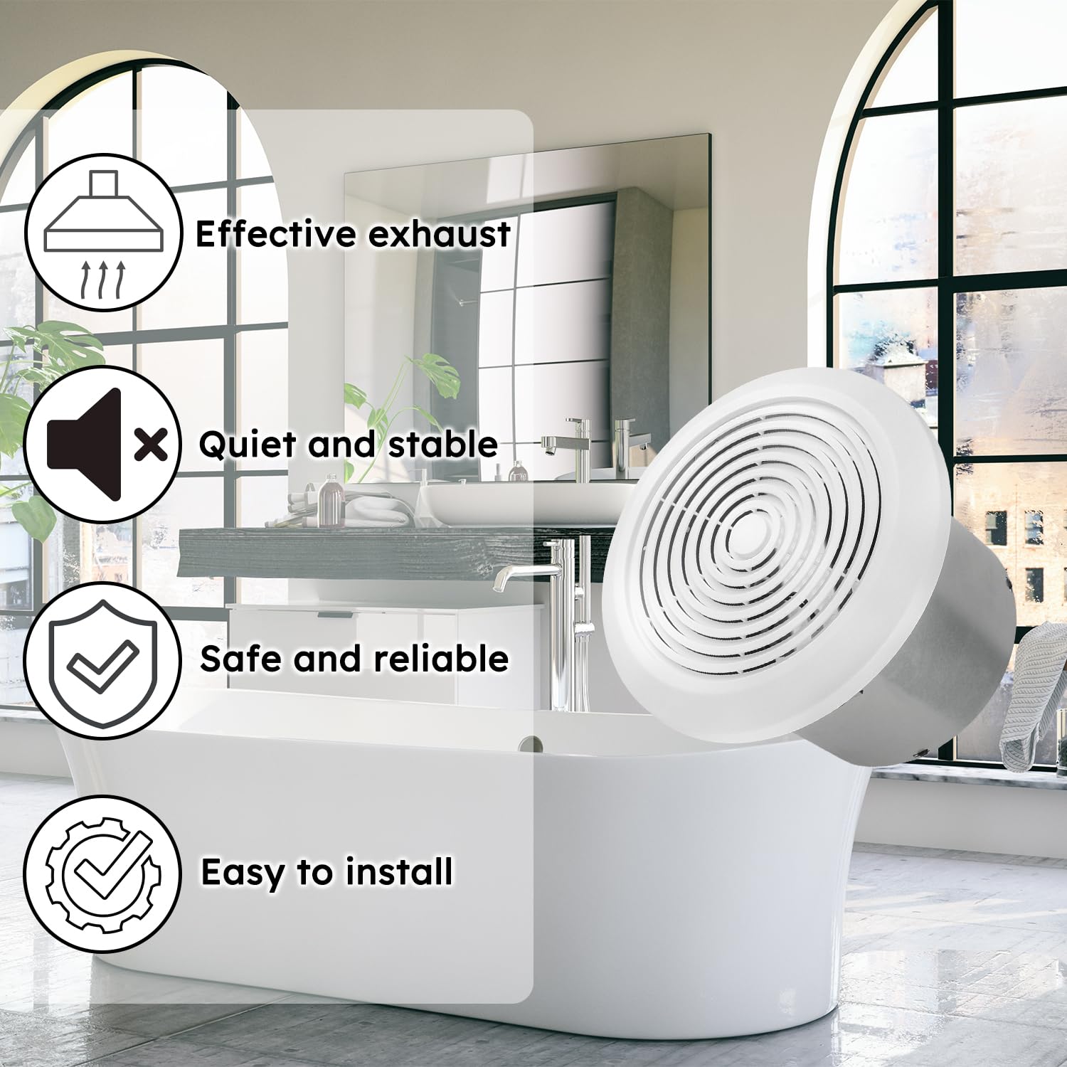 Holdly V2262-50 7in exhaust fan in ceiling illustrates compact fit for small spaces.