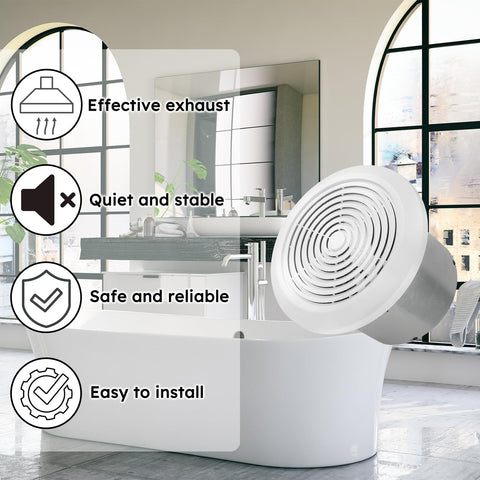 Holdly V2262-50 7in exhaust fan in ceiling illustrates compact fit for small spaces.