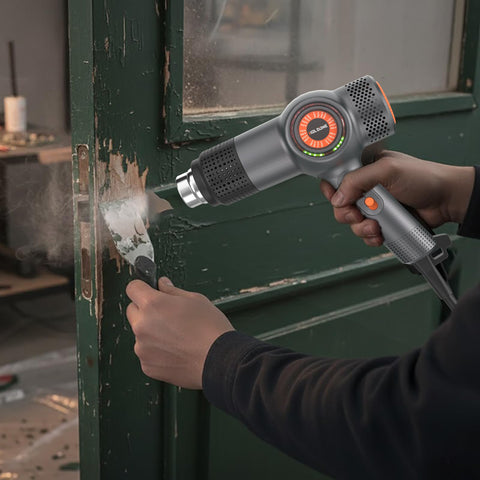 Holdone heat gun LED display close-up for real-time temperature status.