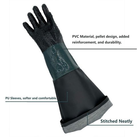 HOLDWIN rubber gloves provide generous forearm coverage for protection.