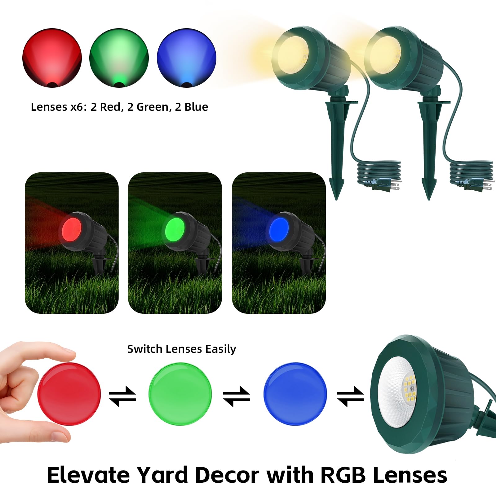 Holeva Outdoor Spotlight RGB lenses enable colorful seasonal lighting effects