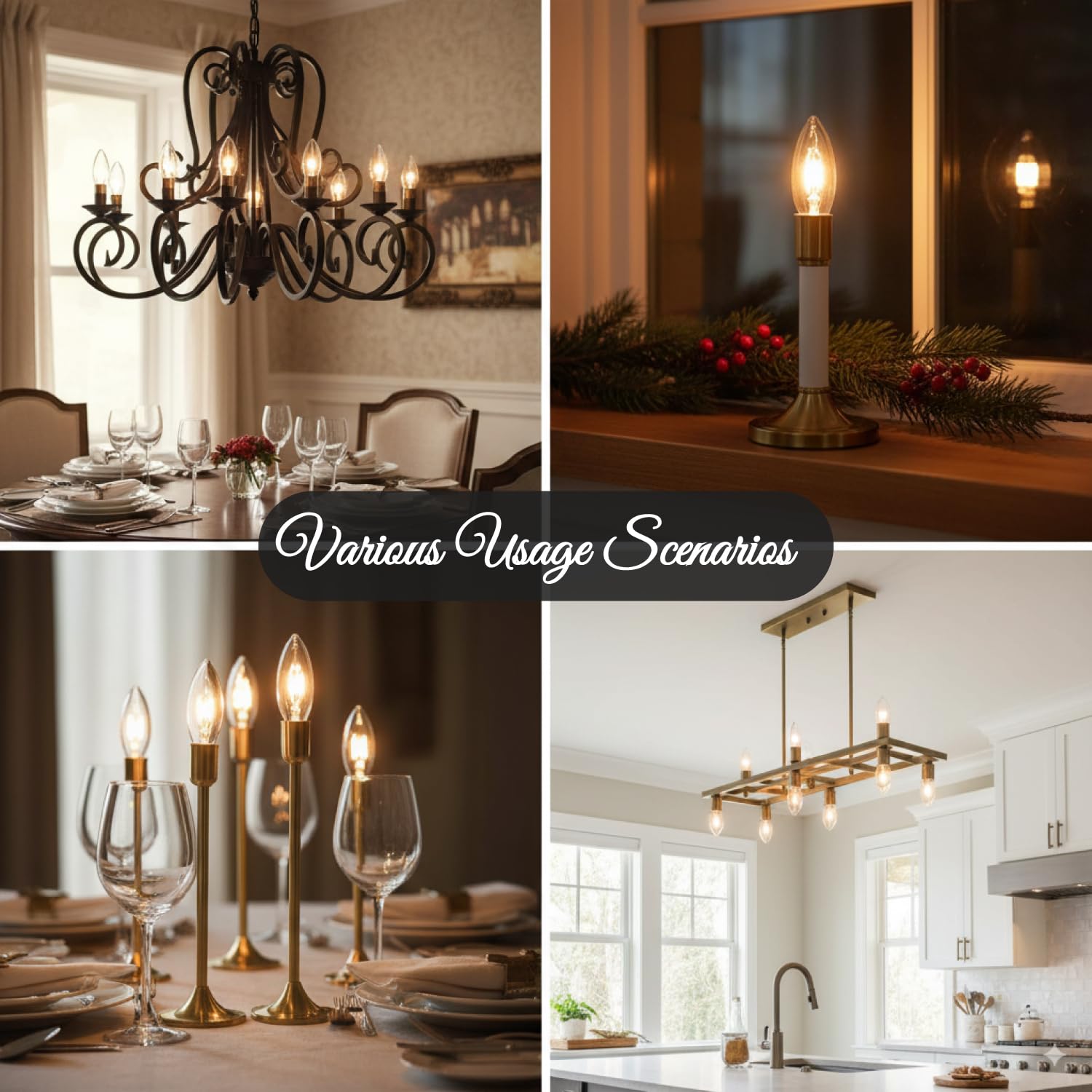 Holiday Joy E12 base bulb ideal for chandeliers and candelabra fixtures