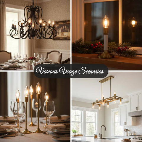 Holiday Joy E12 base bulb ideal for chandeliers and candelabra fixtures