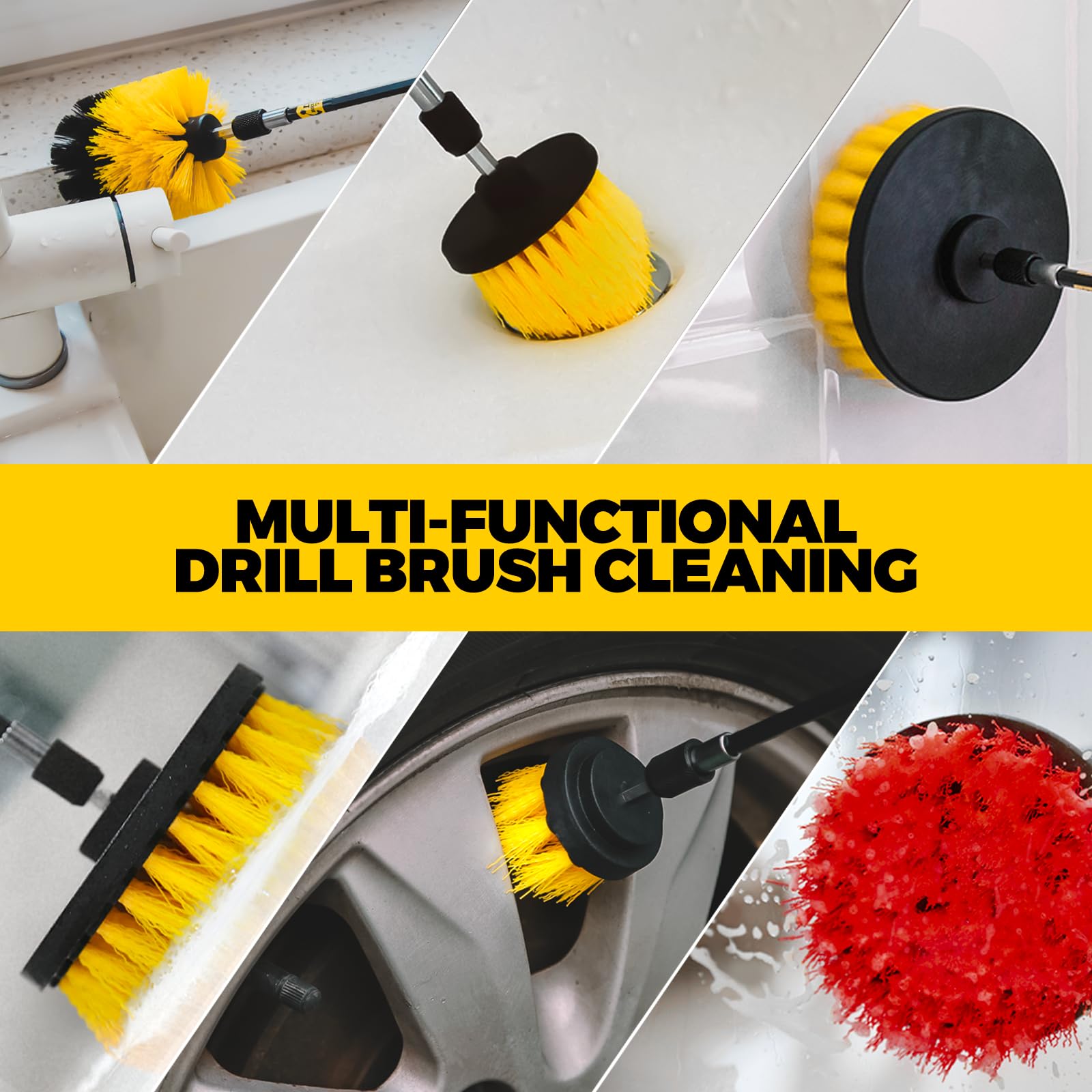Holikme bathroom cleaning brushes collection showing safe nylon bristles for tiles