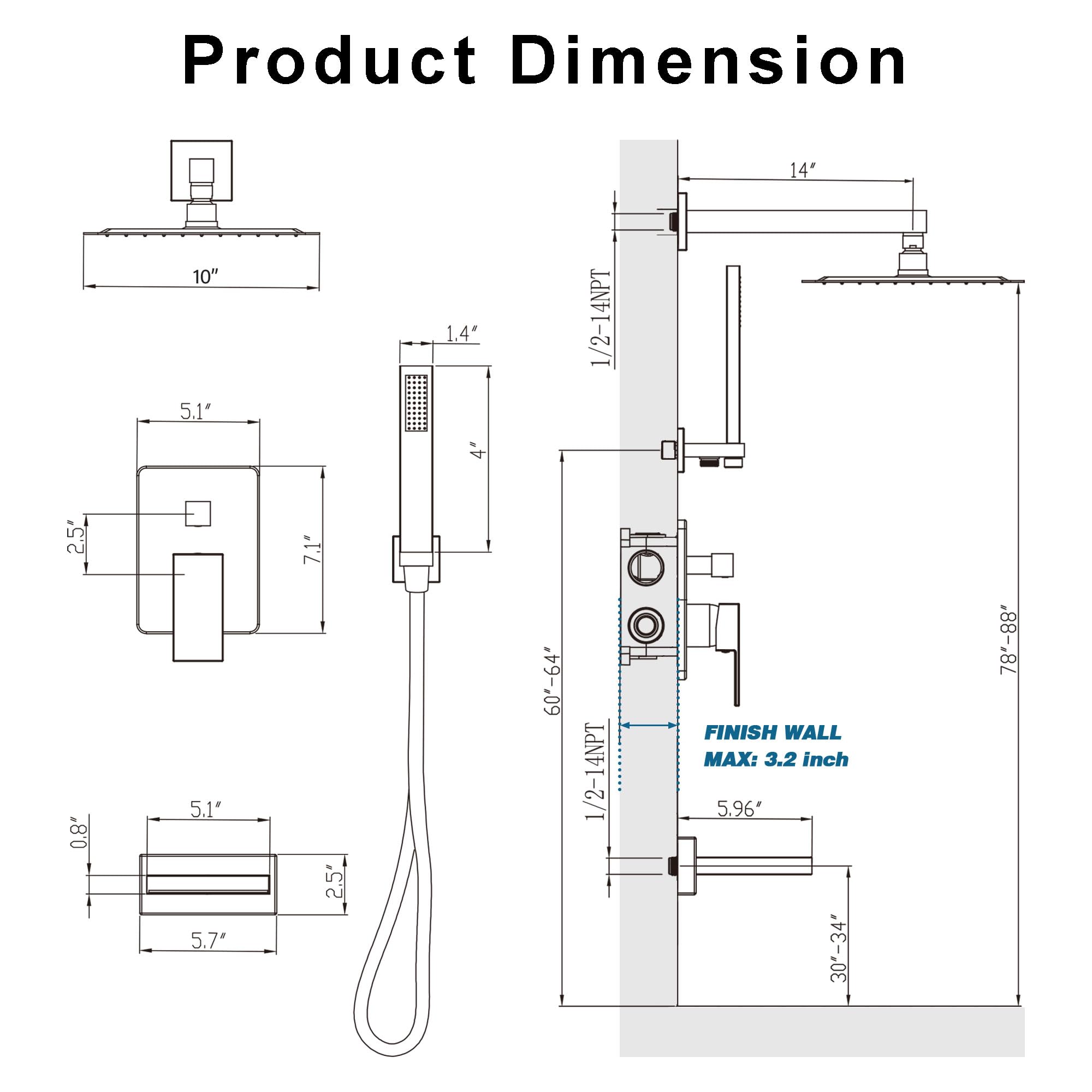 HoliSpa Black Shower System 3-in-1 diverter enabling multiple modes