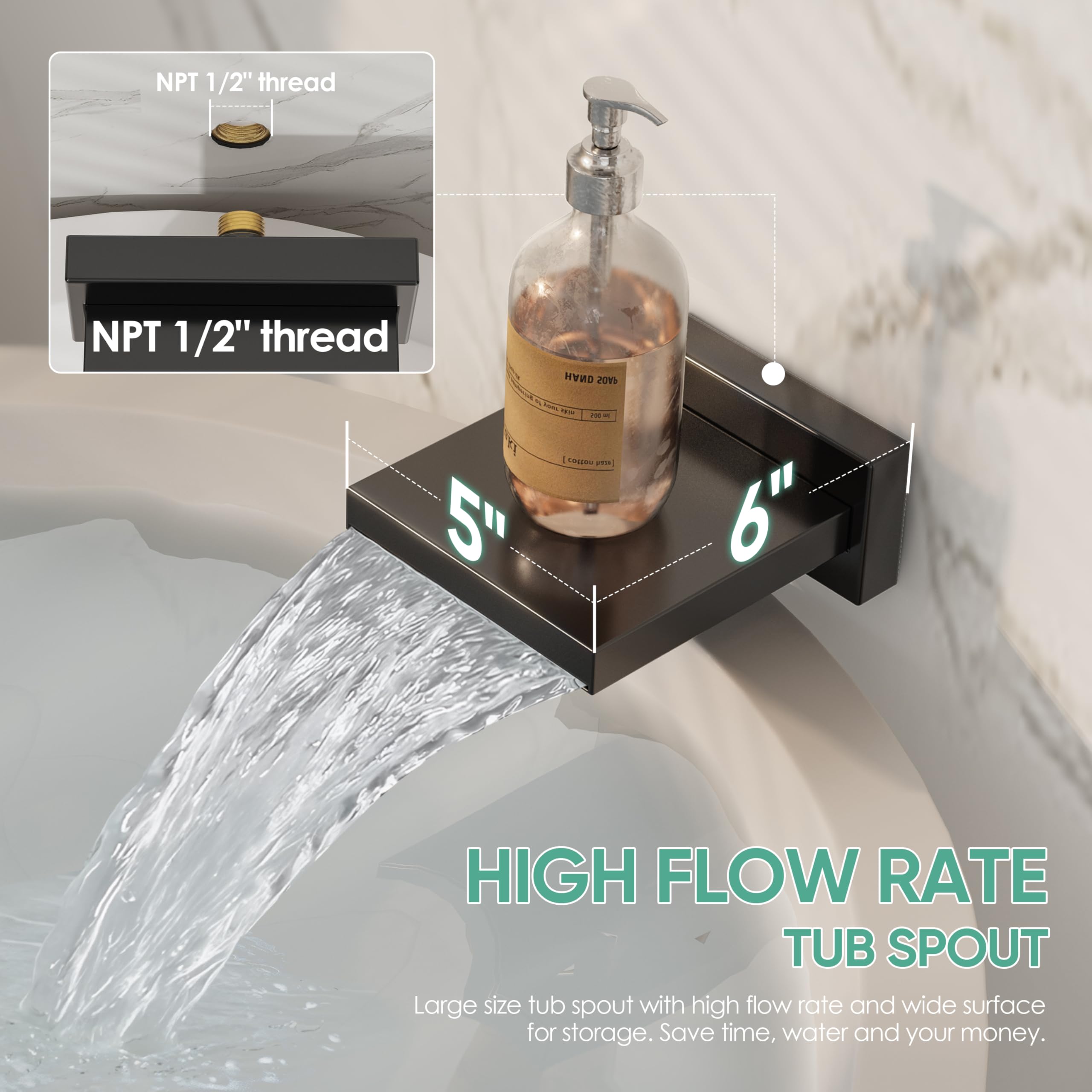 HoliSpa Black Shower System 59-inch hose provides long-range flexibility