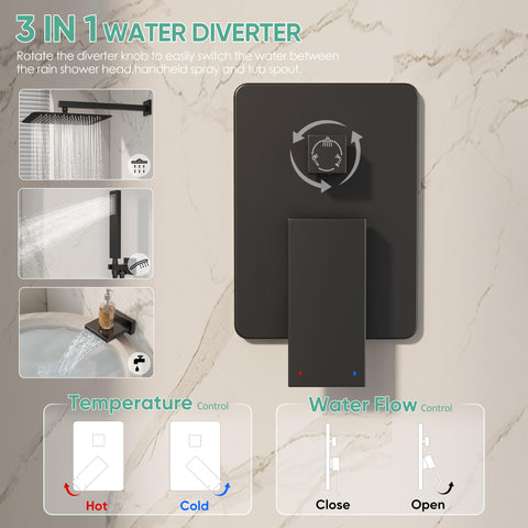 HoliSpa Black Shower System all-metal construction for lasting durability