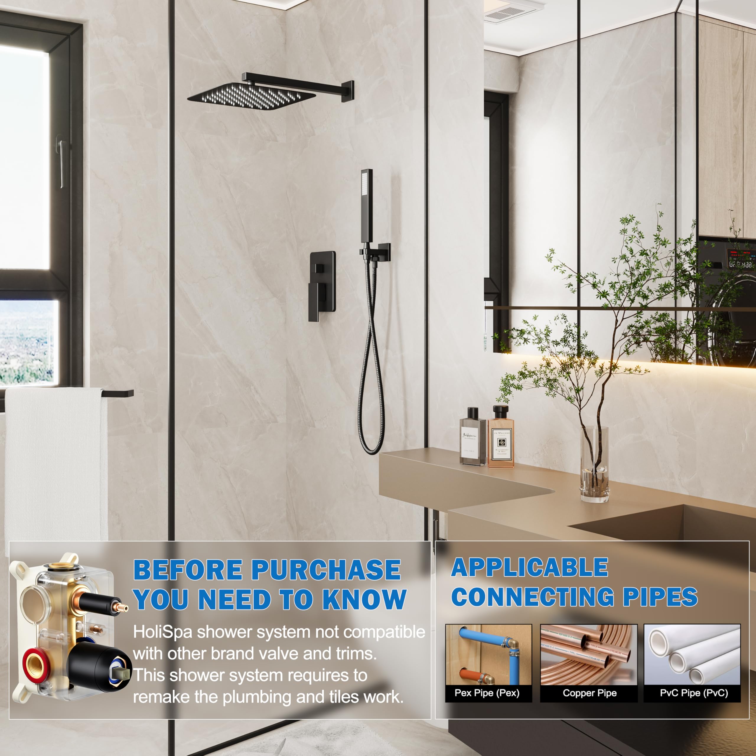 HoliSpa black handheld spray offers flexible washing and targeted rinsing.