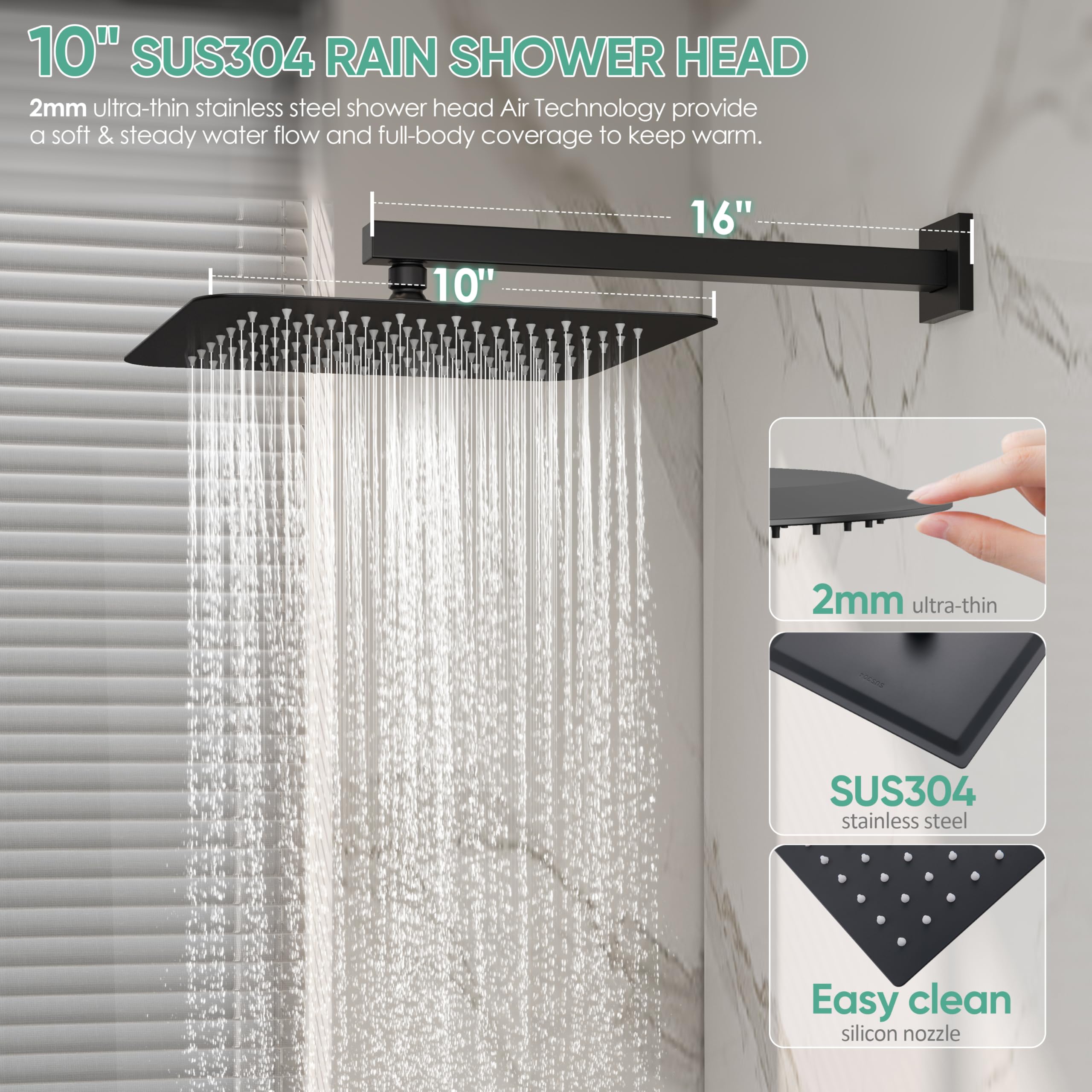 HoliSpa Black Shower System high-flow tub spout for quick tub filling