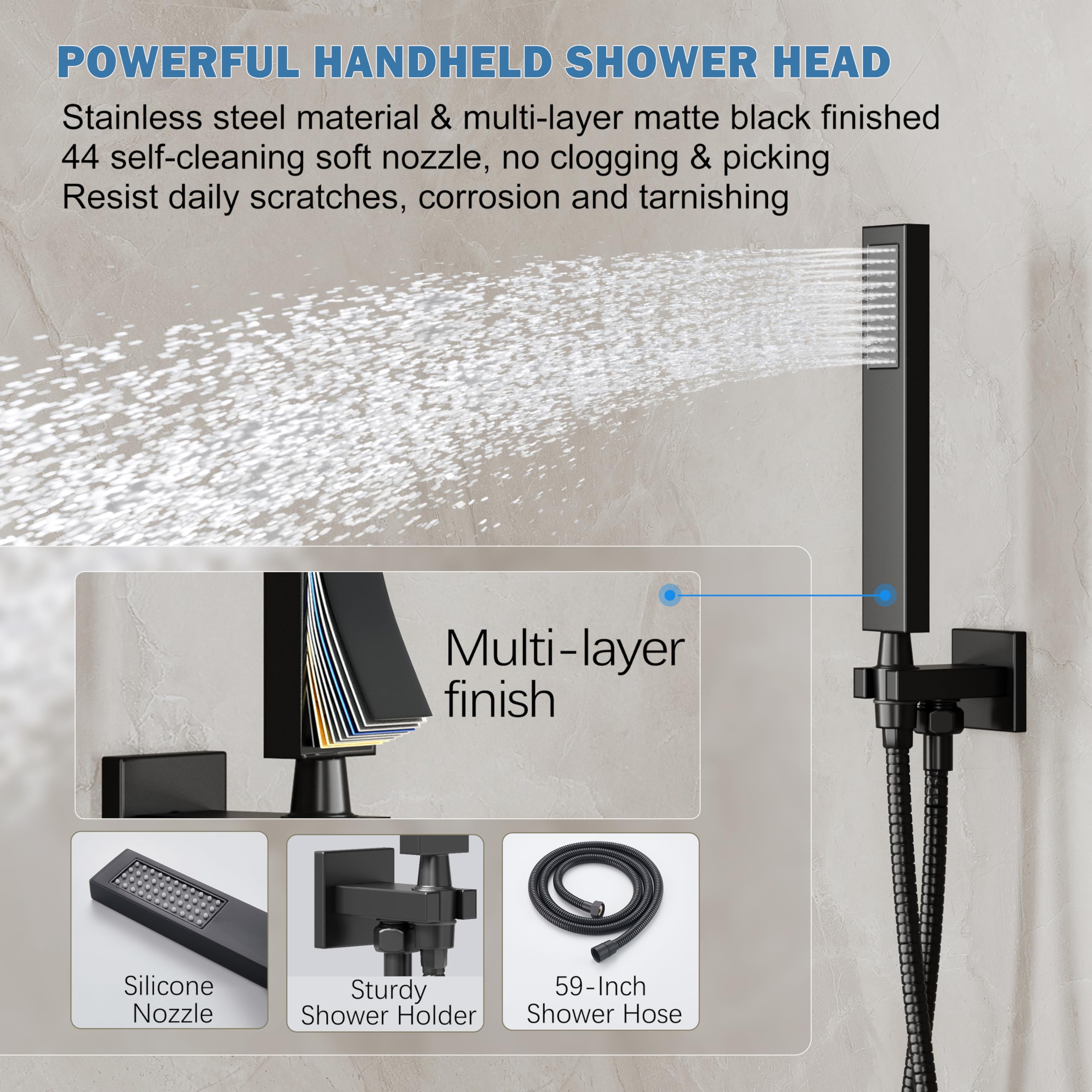 HoliSpa brass shower arm shown with sturdy, corrosion-resistant construction.