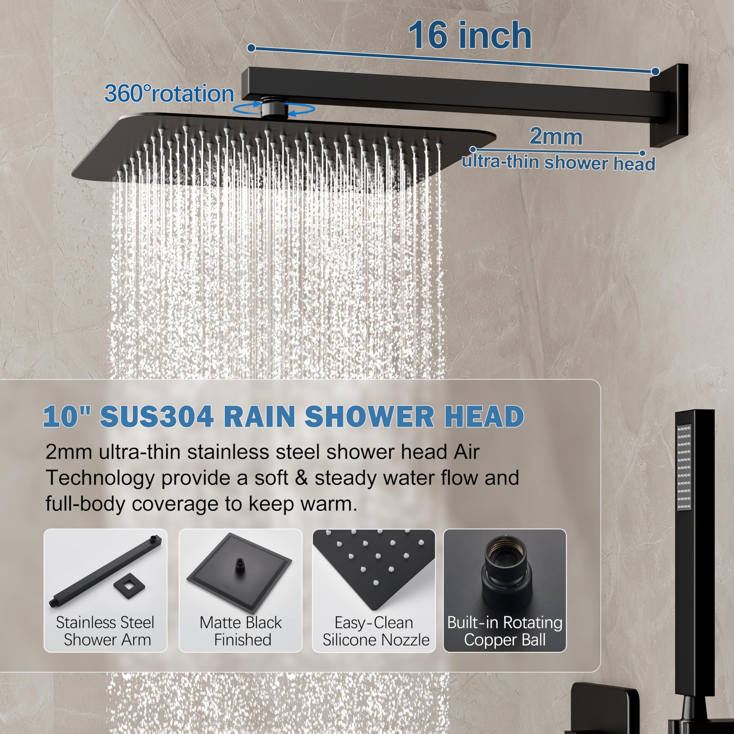 HoliSpa wall-mounted valve trim adds sleek, durable bathroom style.