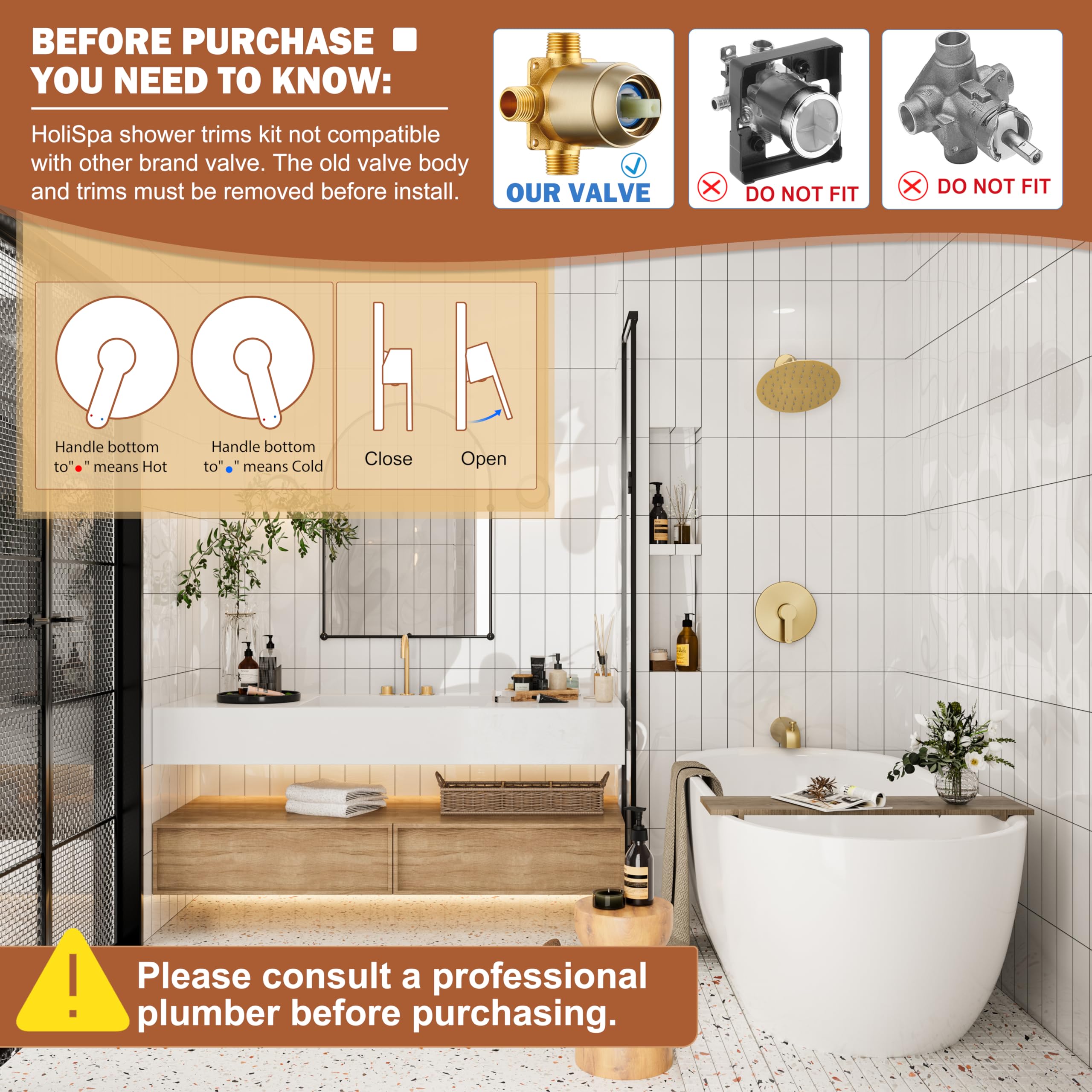 HoliSpa brushed gold tub spout adds elegant finishing touch and convenient bath access